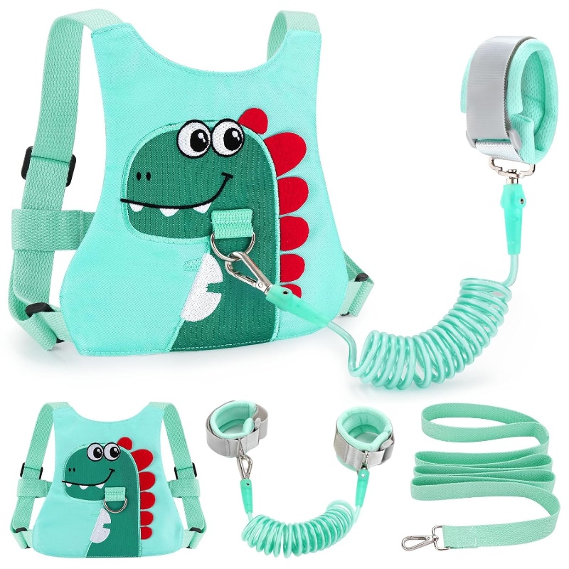 Dinosaur-themed FITARTS toddler safety harness backpack with a leash for secure and fun outings.