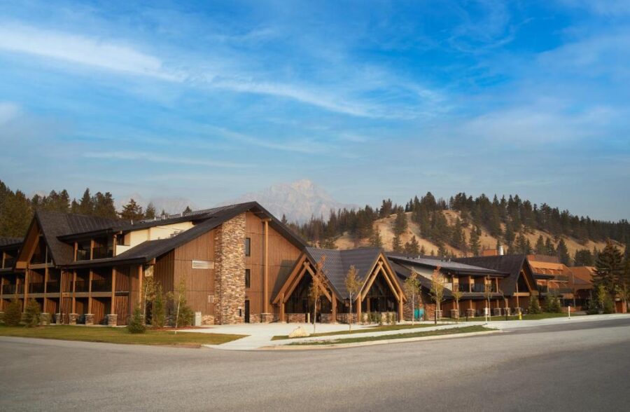 Forest Park Hotel Jasper, Canada, showcasing rustic architecture amidst the stunning Jasper National Park
