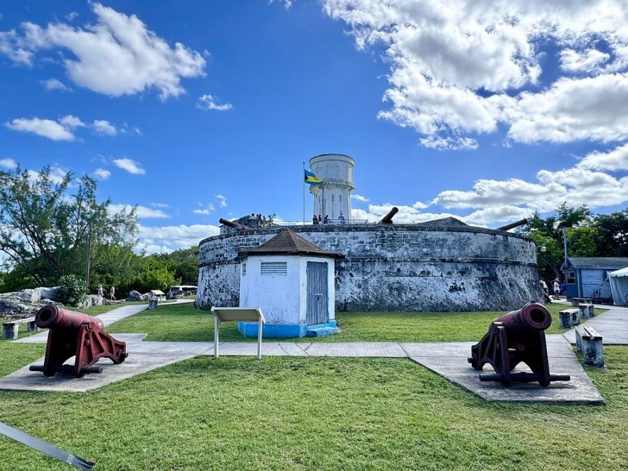 Fort Fincastle, a historic fort located on Nassau, New Providence Island, Bahamas, showcasing its stone architecture and surroundings.