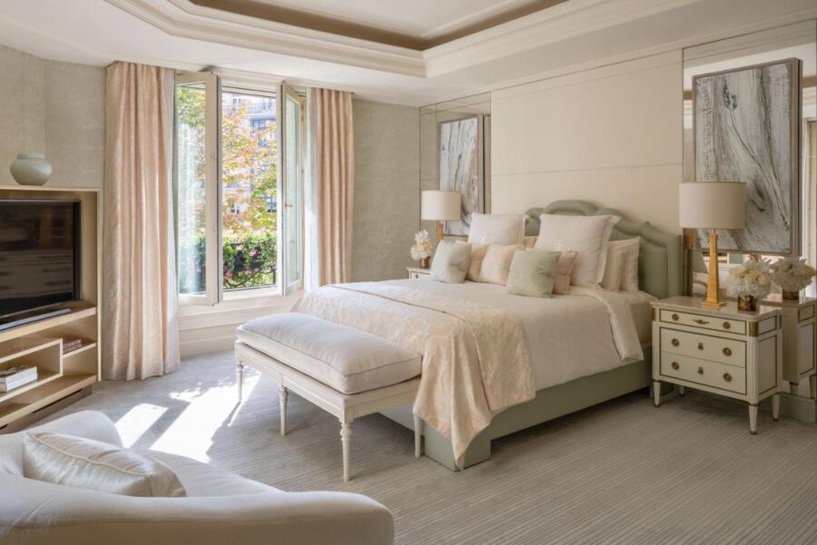 Room interior of the Four Seasons Hotel George V Paris accommodation in Paris, France