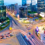 Traffic Seoul City at Gangnam district South Korea