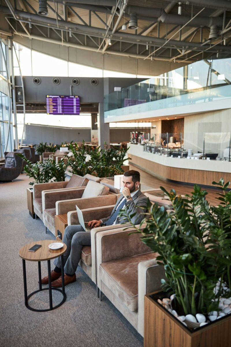 Man waiting in an airport