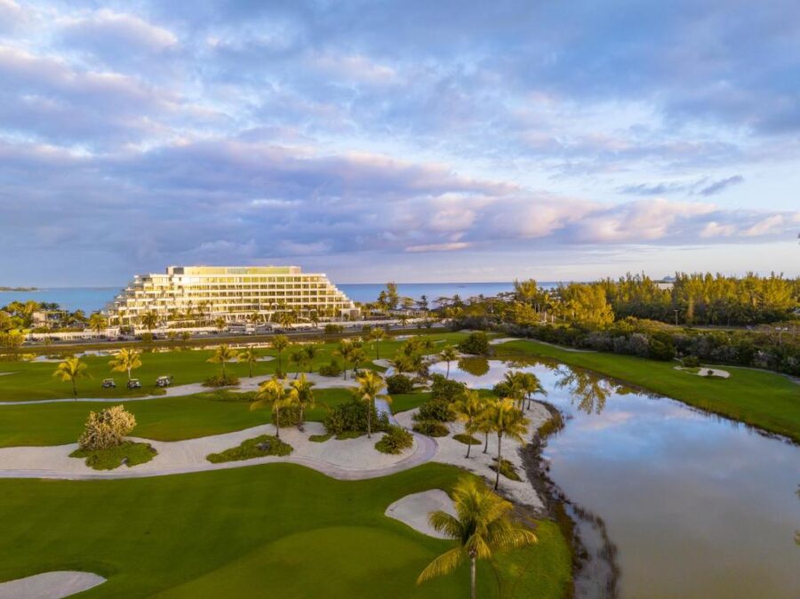 The Goldwynn Resort & Residences in Nassau, Bahamas, offers beachfront access and a scenic golf course nearby.