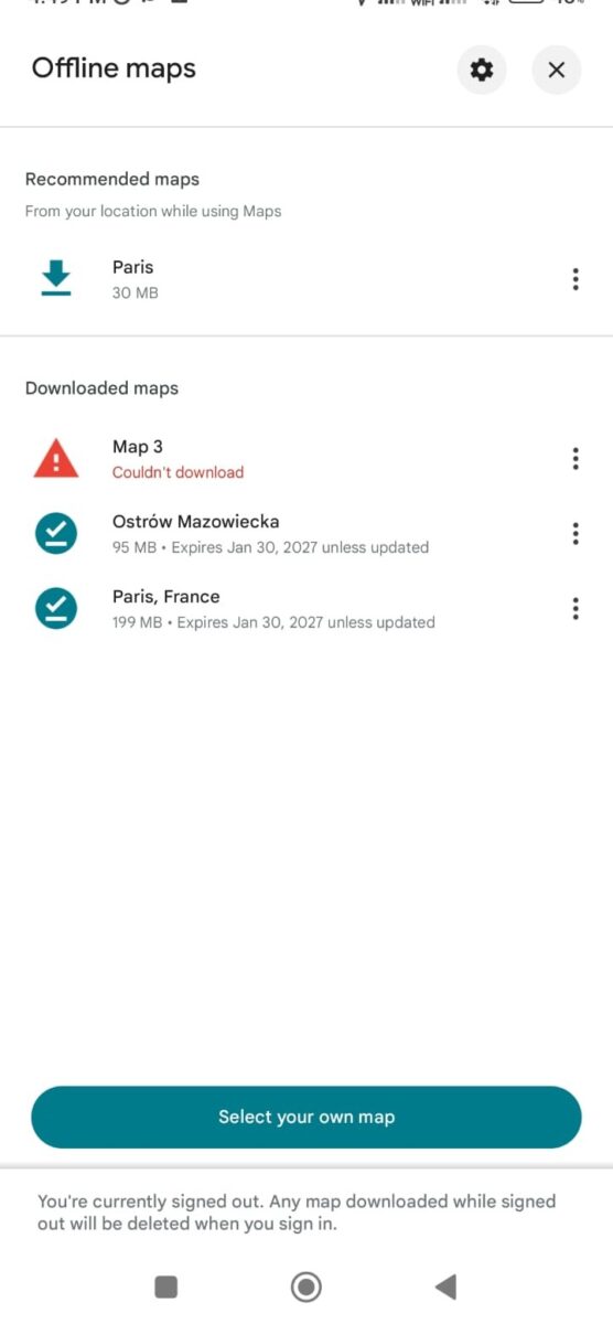 Google Maps Can't Download