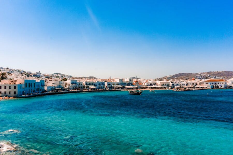 greek island port view