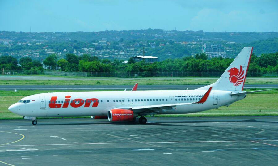 Bali, Indonesia Lion Air passenger jetliner on the tarmac at Gusti Ngurah Rai International Airport
