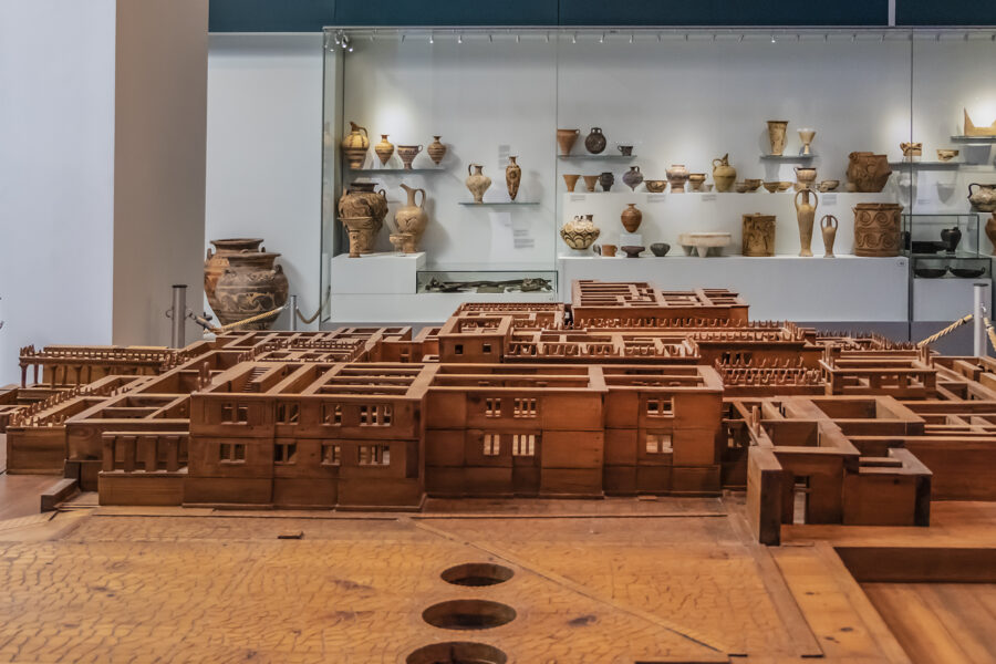 Minoan art samples displayed in the Heraklion Archaeological Museum, showcasing ancient Greek culture in Heraklion, Crete.