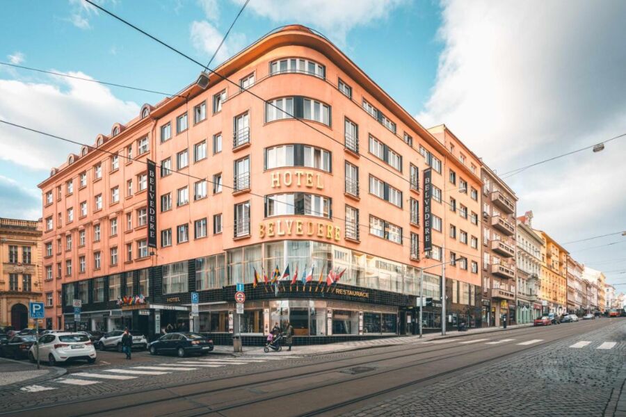 Building exterior of the Hotel Belvedere in Prague