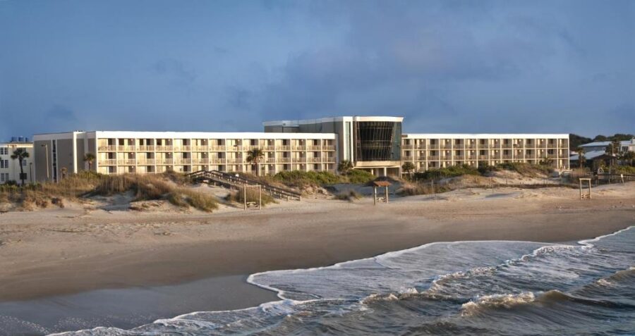 Hotel Tybee, a beachfront property with stunning ocean views and direct access to the sandy beach.
