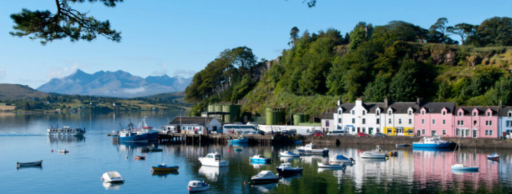 Scenic view of the Inner Hebrides, showcasing the rugged landscape and coastline of the Isle of Skye.