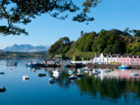Scenic view of the Inner Hebrides, showcasing the rugged landscape and coastline of the Isle of Skye.