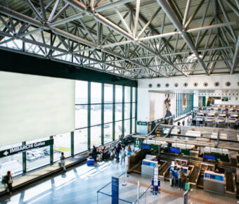 Interior of Malpensa Airport. Airport Hall of Departures.