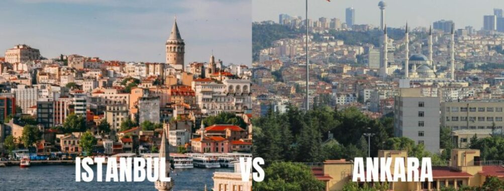 Contrast between vibrant Istanbuls skyline and Ankaras modernity and greenery.