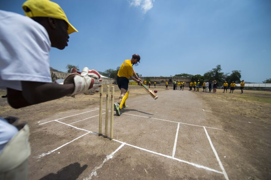 Jamaican cricket players in action on the field