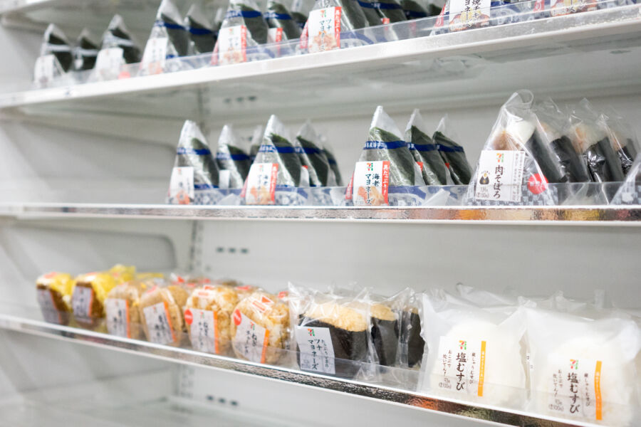 Nigiri sushi available at 7-11 stores in Osaka, Japan, offering a convenient and affordable meal option.
