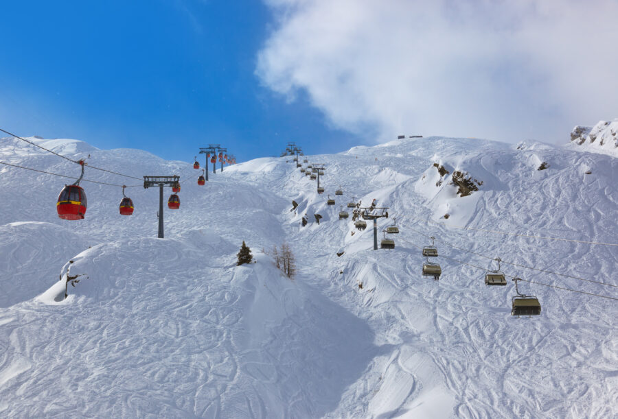 Scenic view of Kaprun ski resort in Austria, featuring snow-covered mountains and ski slopes