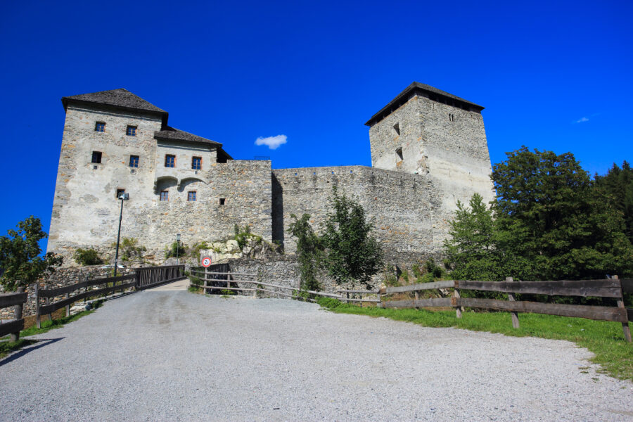 Medieval Kaprun Castle nestled in the Austrian Alps, showcasing its historic architecture
