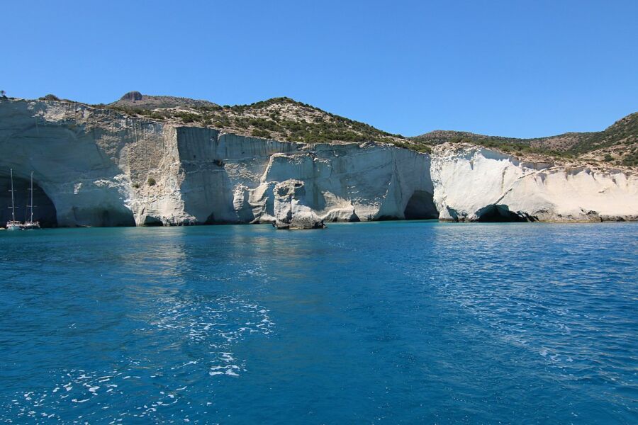 Cliff at Kleftiko, Greece, highlighting the area's natural beauty.