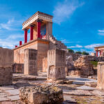 Ruins of the famous Minoan palace of Knossos ,the center of the Minoan civilization and one of the largest archaeological sites in Greece.