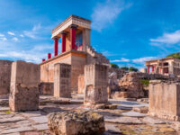 Ruins of the famous Minoan palace of Knossos ,the center of the Minoan civilization and one of the largest archaeological sites in Greece.