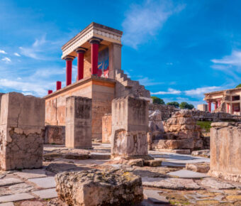 Ruins of the famous Minoan palace of Knossos ,the center of the Minoan civilization and one of the largest archaeological sites in Greece.