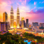 Kuala lumpur city skyline at dusk, Kuala lumpur Malaysia.