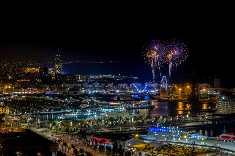 Fireworks illuminate the night during Barcelona's September "La Merce" festival, celebrating culture and community