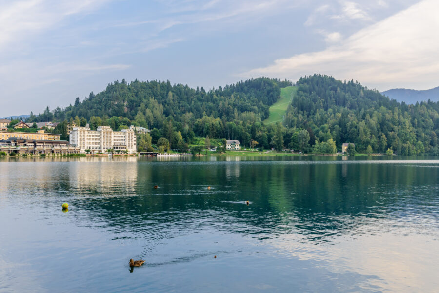 Beautiful Lake Bled, Slovenia, highlighting charming accommodations with stunning views of the lake and surrounding landscape