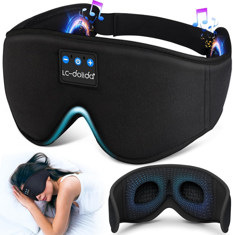 Bluetooth sleep mask by LC-dolida featuring built-in music controls for a restful sleep experience.