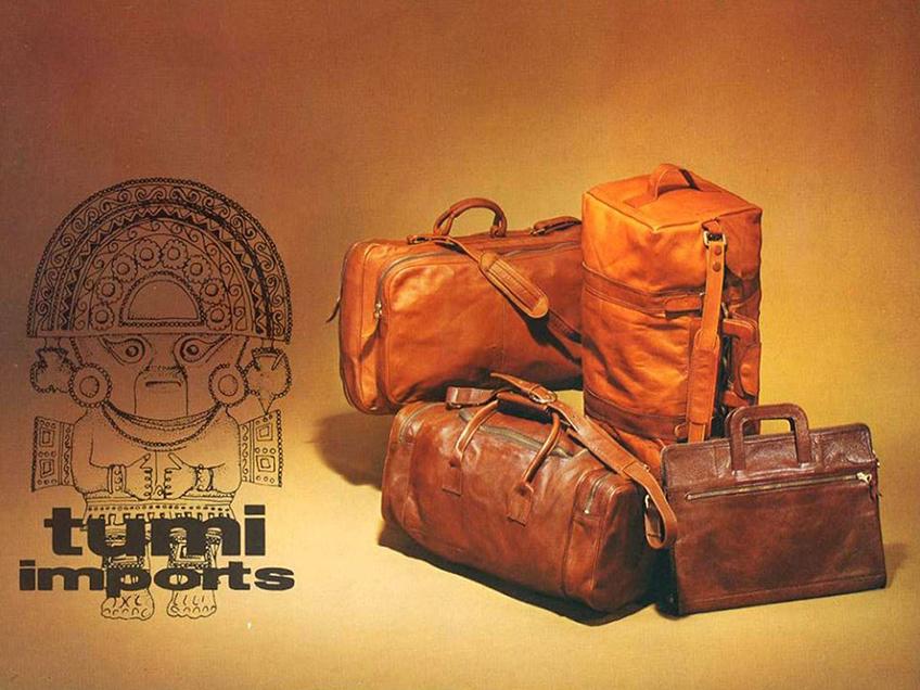 Luxurious leather bags by Tumi against a gradient background showcasing style and functionality.