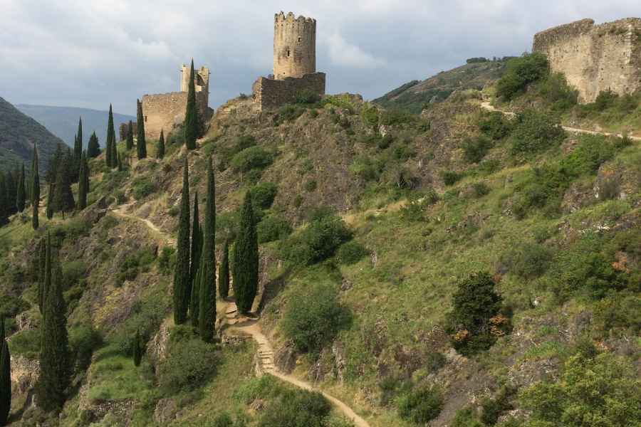 Medieval fortress ruins on a hilltop at Caves of Chartreuse