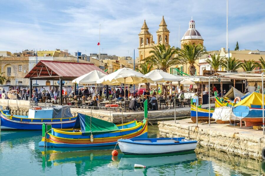 mediterranean harbor scene