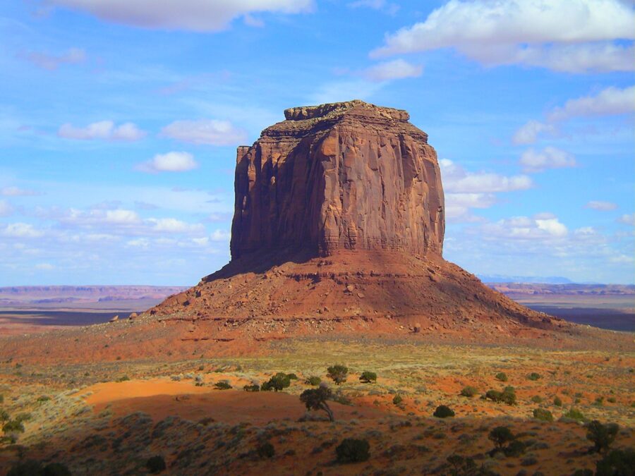 Merrick Butte, a prominent rock formation in Monument Valley, characterized by its impressive height and natural beauty.