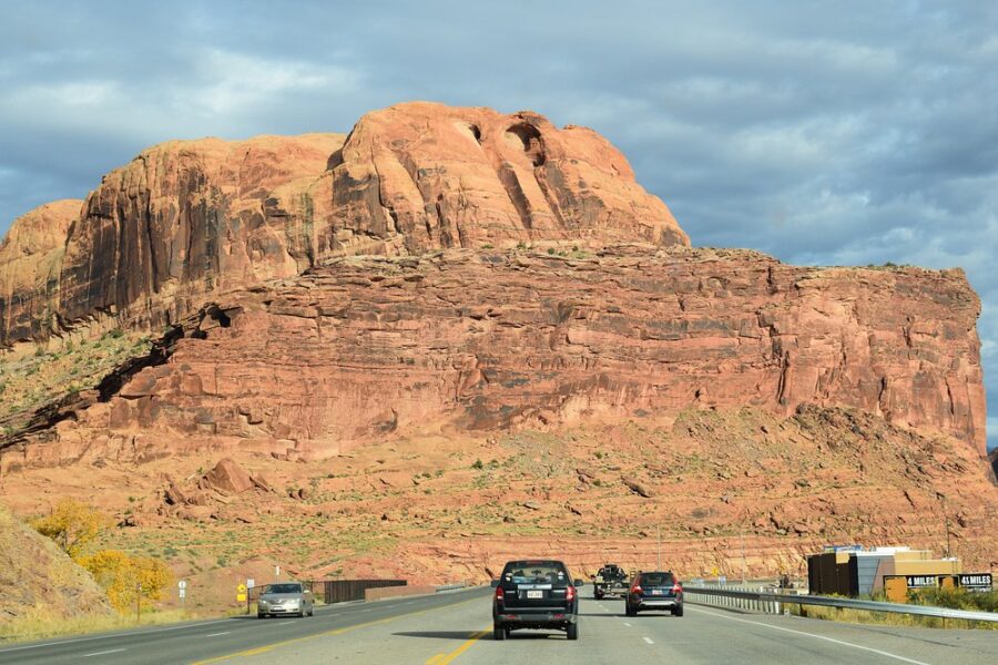 Monument Valley's large rock formation, a striking feature of the Navajo Tribal Park's dramatic desert scenery.