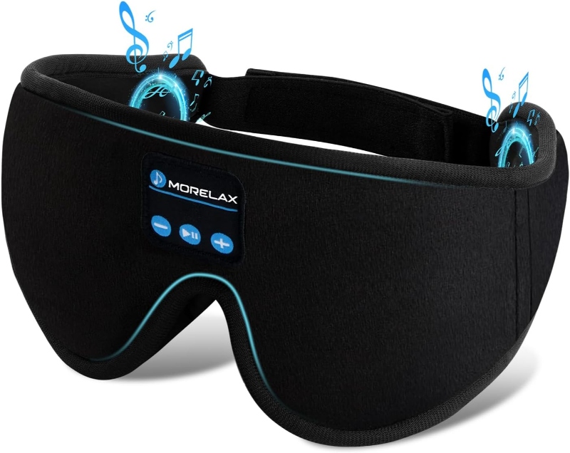 Bluetooth music sleep mask by Morelax, designed for comfortable sleep with built-in speakers for soothing music.