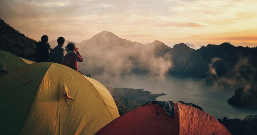 mountain camp sunset