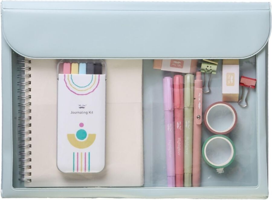 Mr. Pen Travel Folder containing a notebook, pens, pencils, and various stationery items.
