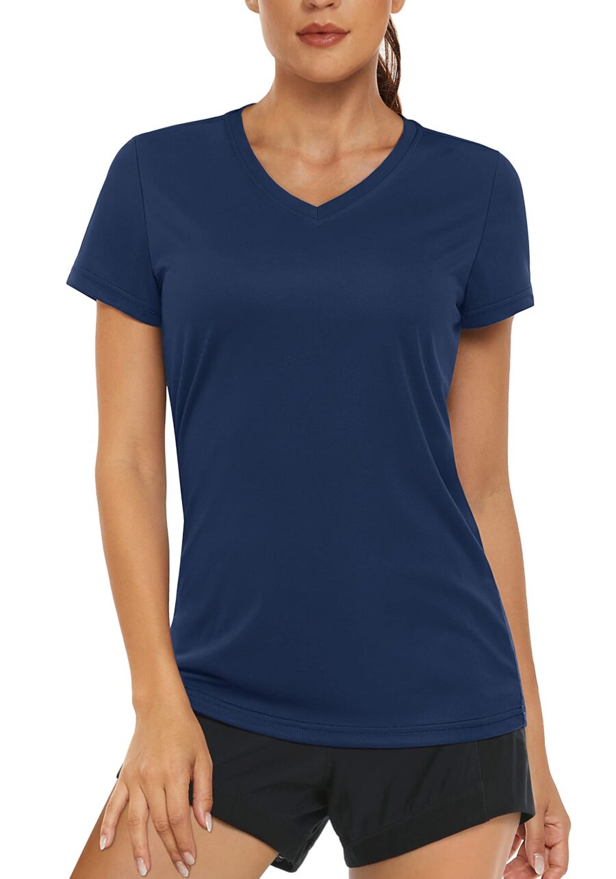 navy sporty v neck shirt
