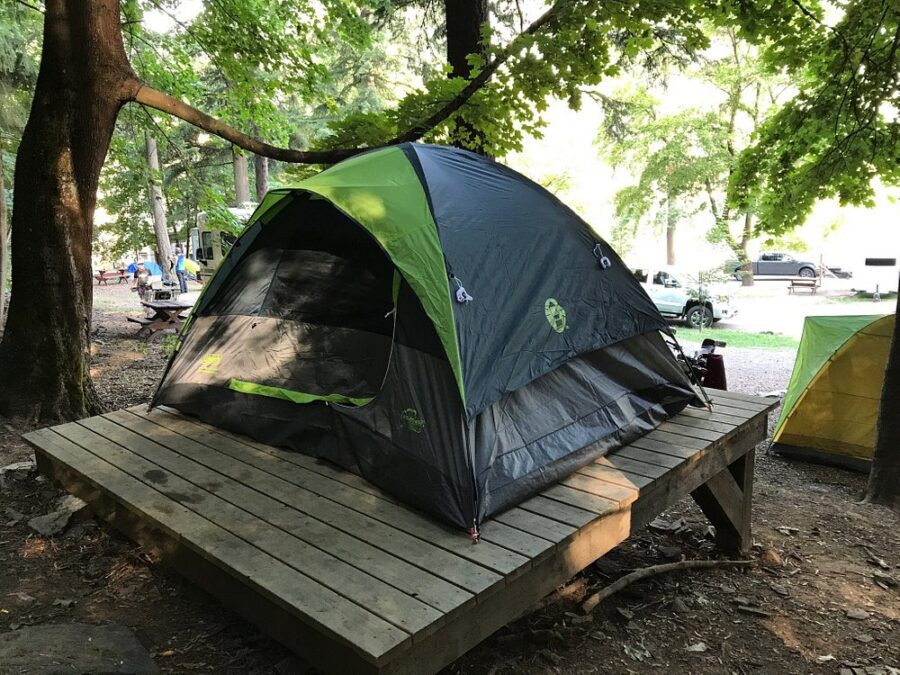 One of the tent platform in Nelson City Campground