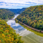 New River in the New River Gorge National Park and Preserve from Hawks Nest State Park in West Virginia USA