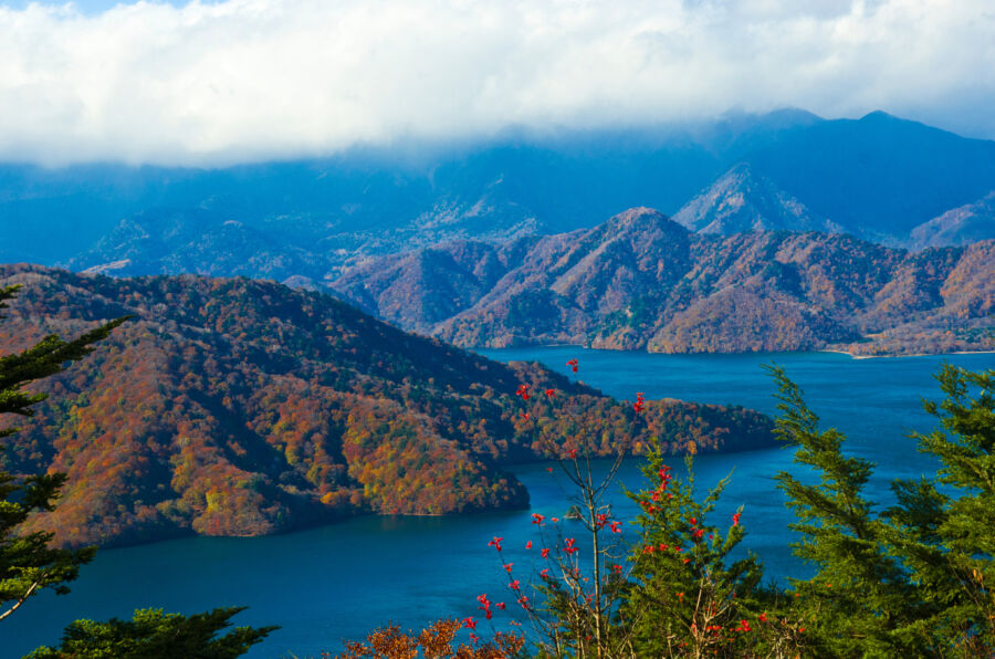 Lake Chuzenji and Mt. Nantai in Autumn, Nikko national park, Tochigi prefecture, Kanto, Japan
