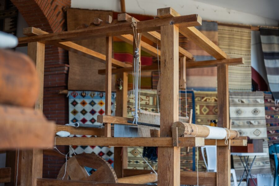 Handmade wool loom featuring natural colors, crafted in Teotitlan, Oaxaca, Mexico