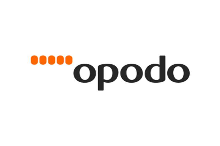 Opodo logo: minimalist design in orange and black, featuring lowercase text and five dots.