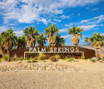 Palm Springs, Southern California Palm Springs welcome sign on the edge of town