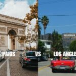 Paris vs Los Angeles: contrasting iconic landmarks, urban life, and cultural atmospheres.