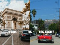 Paris vs Los Angeles: contrasting iconic landmarks, urban life, and cultural atmospheres.