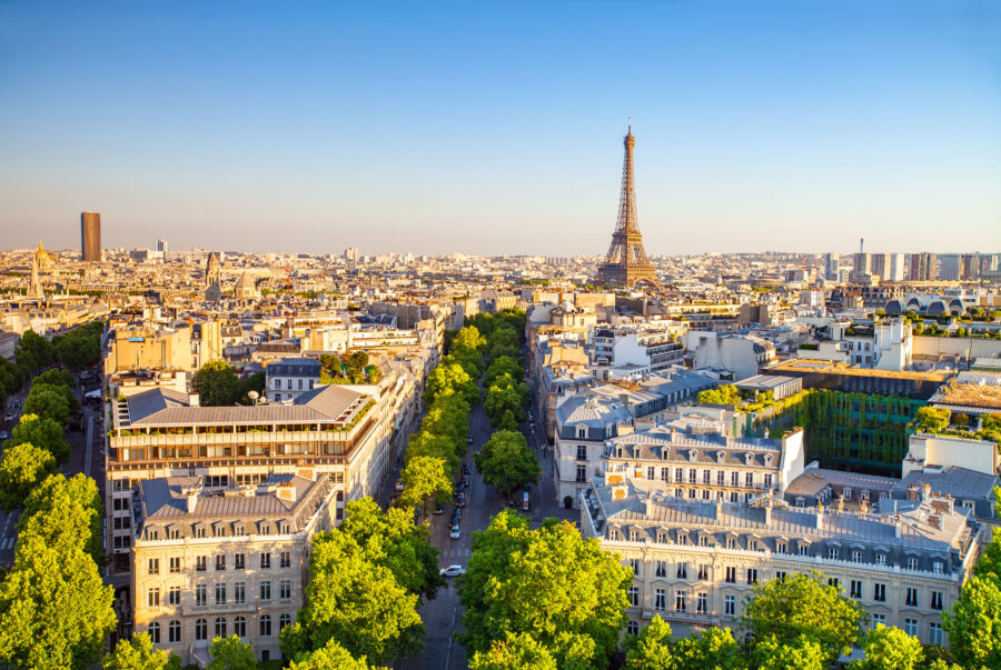paris sunset cityscape