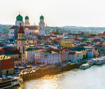 Panoramic view of Passau, Germany, showcasing its landscape and cityscape in Bavaria