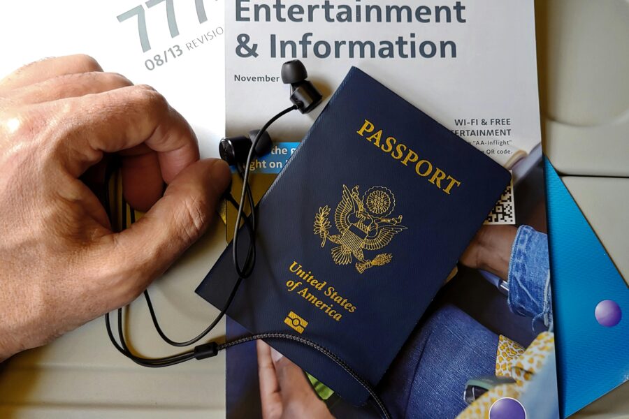 passport on plane