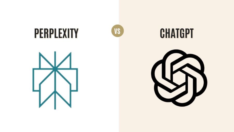 Two logos side by side with "vs" in between; left: teal geometric design, right: black intertwined hexagonal pattern; minimalist style.